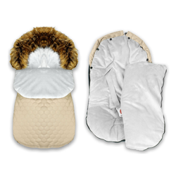 Śpiworek 3w1 do spacerówki gondoli fotelika 0-13 kg - KREMOWY PIKOWANY - 85x40