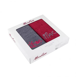 Komplet 2 ręczników - Żona i Mąż bordo/szary