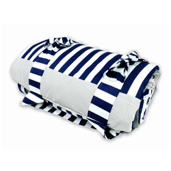 Koc piknikowy Granatowe Pasy na szarym