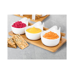 Miseczki do dipów na podstawce bambusowej