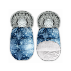 Śpiworek do wózka spacerówki 4w1 Szary 95x48 - GRANATOWE ŚNIEŻYNKI