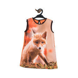 Sukienka z liskiem dla dziewczynki / sukienka pomarańczowa bez rękawów