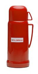 Termos szklany z kubkiem 670 ml - czerwony