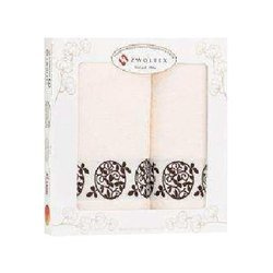 Komplet 2 ręczników - ecru/brąz