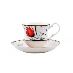 Komplet 6 filiżanek ze spodkami Tulipan 220 ml