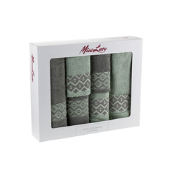 Komplet 6 ręczników - oliwka/mięta