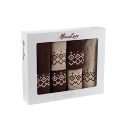 Komplet 6 ręczników - brąz/beż