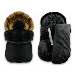 Śpiworek 3w1 do wózka spacerówki gondoli fotelika 0-13 kg - CZARNY PIKOWANY - RUDY LIS - 85x40