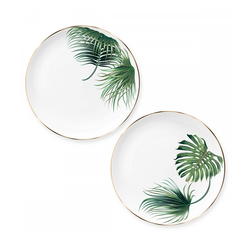 Komplet 2 talerzy - liście tropikalne 21 cm