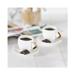 Komplet 2 filiżanek do espresso ze spodkami art deco 80 ml